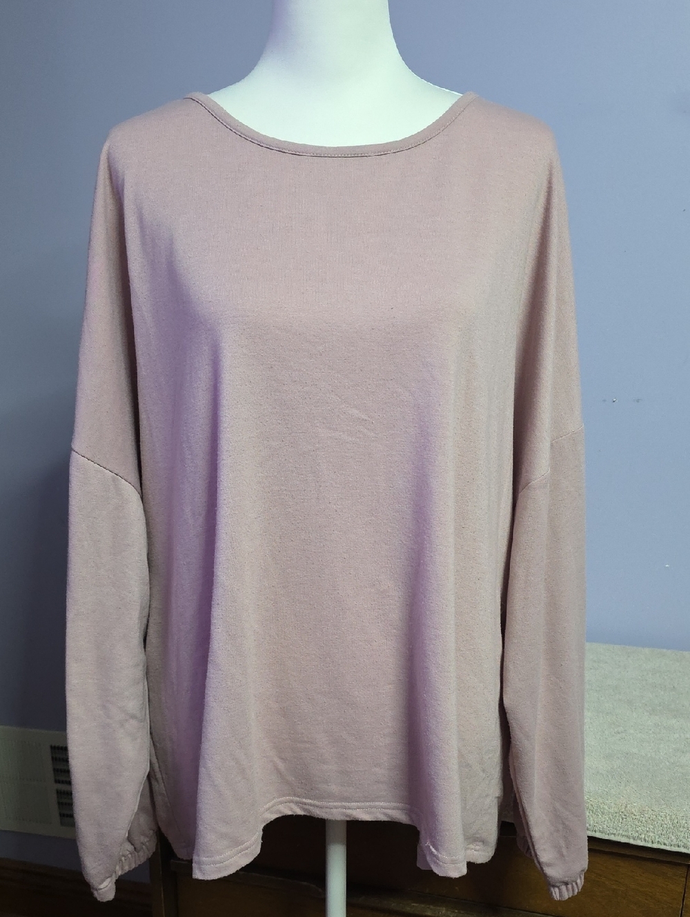 Women's Dusty Pink Long Sleeve Boatneck Long Sleeve Top
